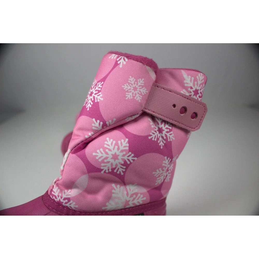 Tundra Teddy Girls US 10 Pink Snow Boots Snowflakes Print Winter Waterproof